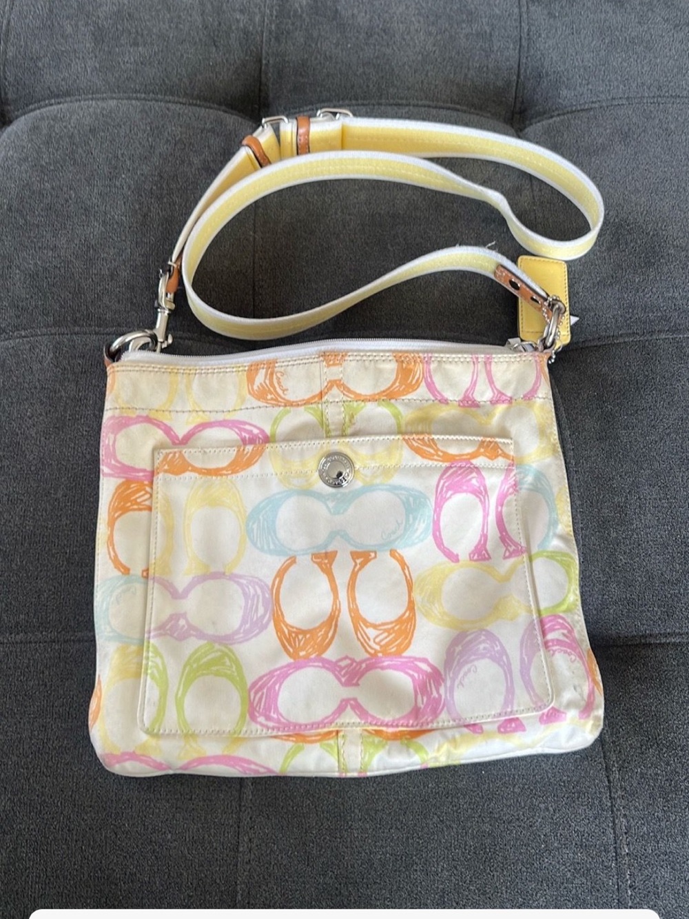 Coach Pastel Multicolor Signature Print Crossbody Bag